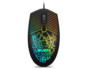 SVEN RX-70, Optical Mouse, Changeable backlighting, Soft Touch coating, 2+1 (scroll wheel), 1200 dpi, USB,  2m, Black